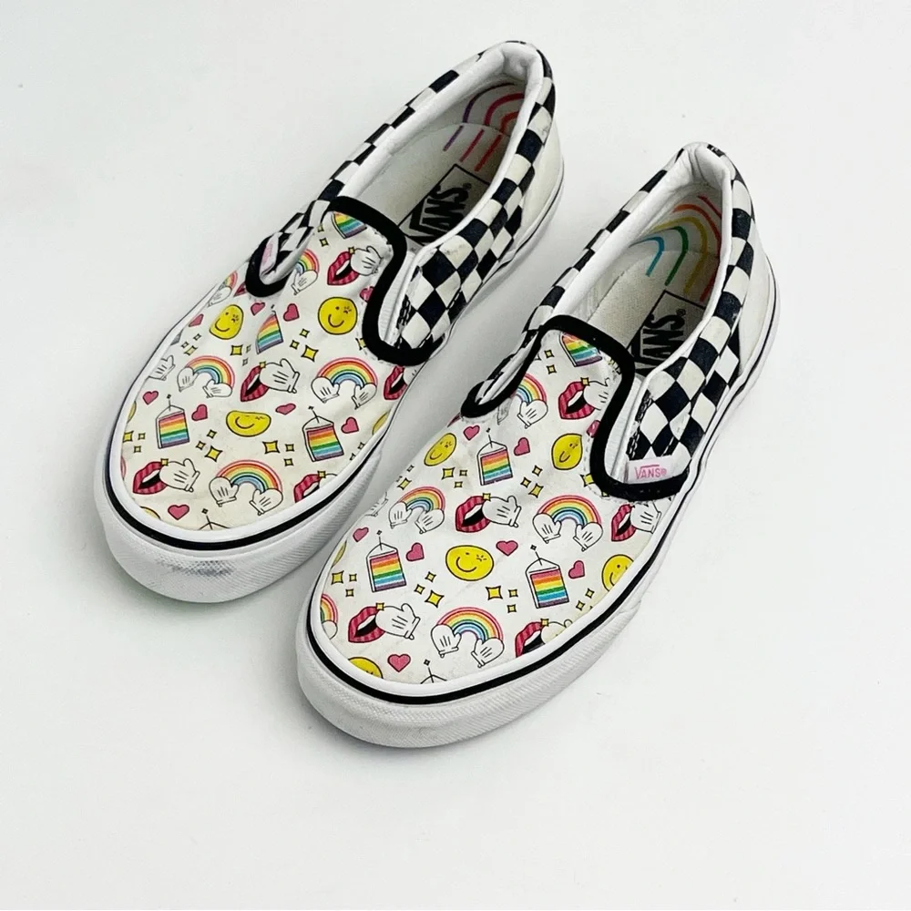 VANS x FLOUR SHOP Classic Slip On Graphic Top Checkered Heel Shoes, Size 3